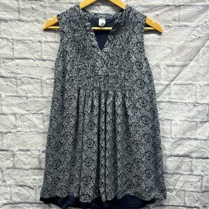 Rush Minidress/Tunic Navy Print Sleeveless Small